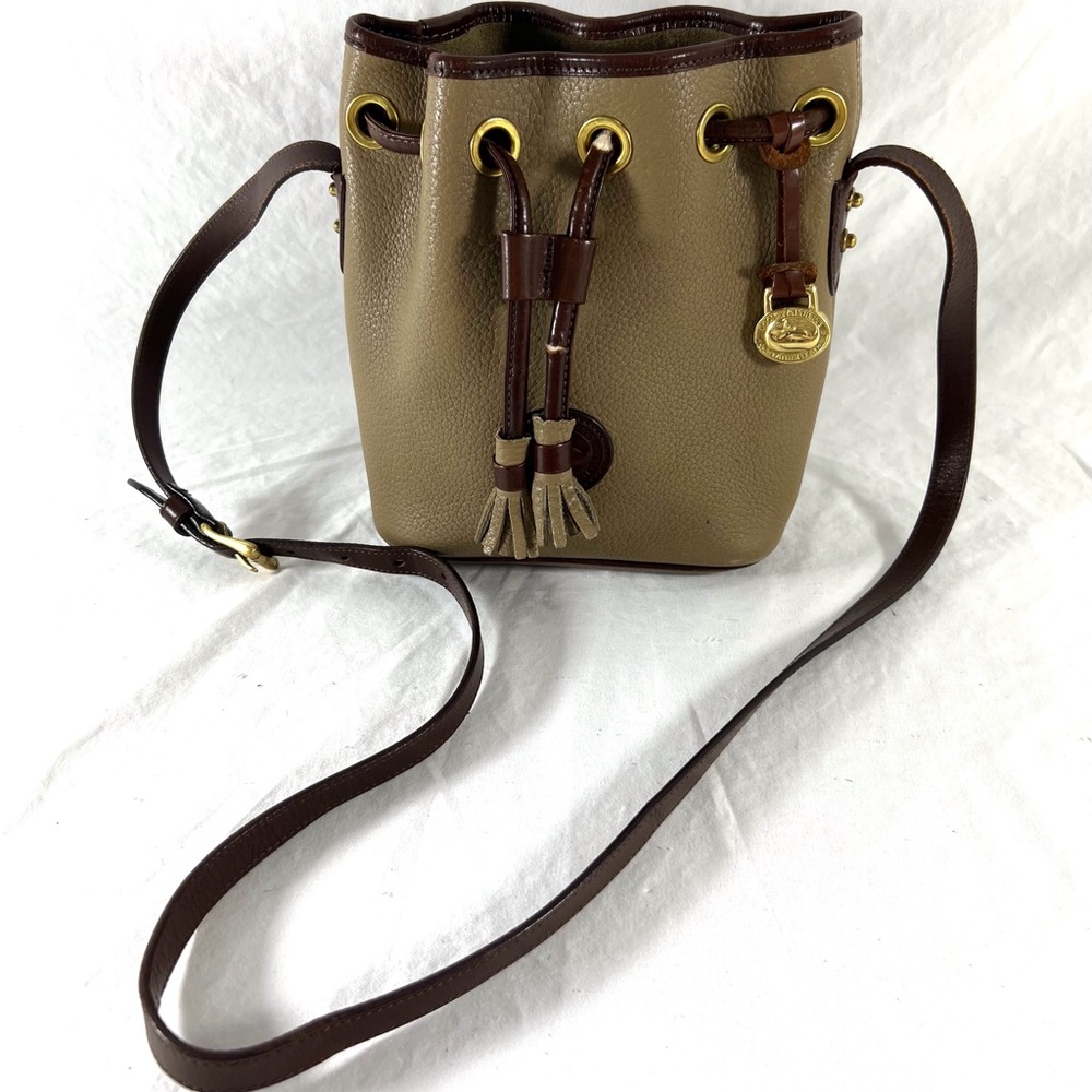 DOONEY & BOURKE Taupe & Brown Leather Pebble Grain Aimee Crossbody Made in USA